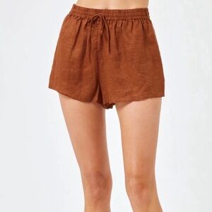 L*Space High Waist Tan Women's Shorts in Coffee